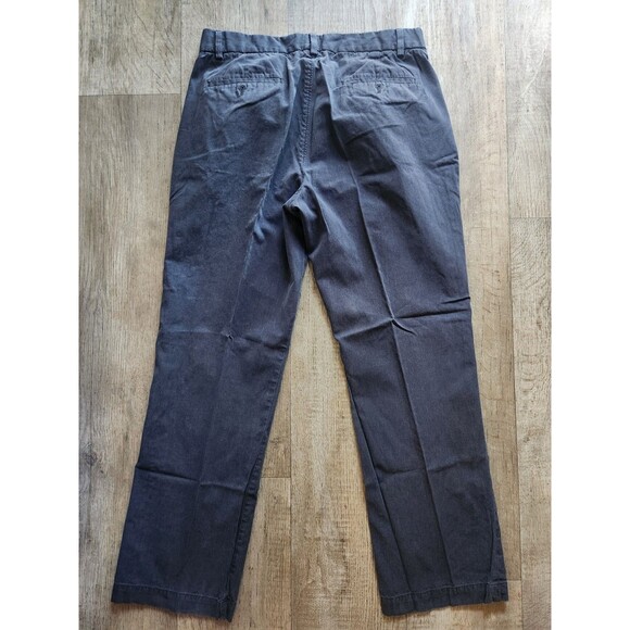 GAP Khaki Chinos Mens 34x32 Twill Textured Black Straight Fit Flat Front Pants - Picture 2 of 6